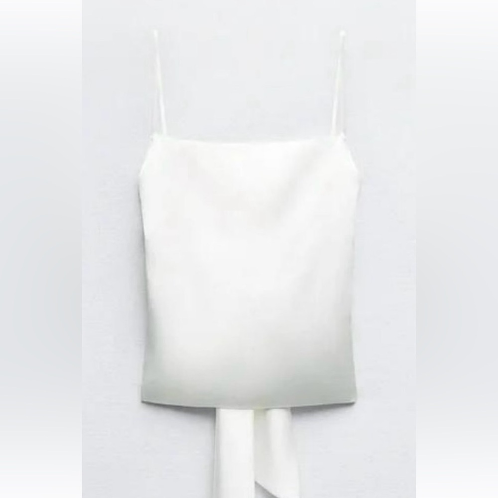 Zara Satin Effect Tie Back Bow Top